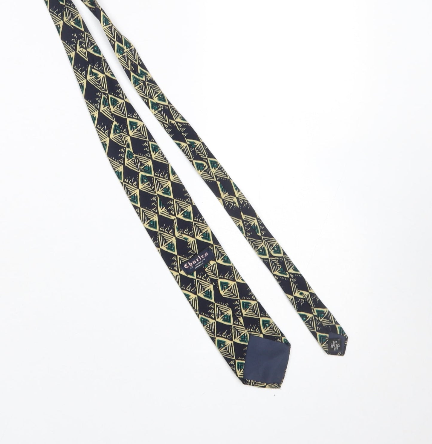 Charles of London Men's Blue Geometric Tie - 100% Polyester, One Size