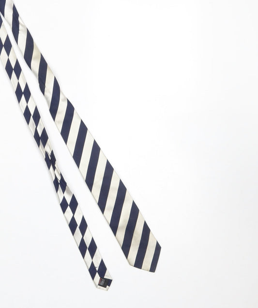 Taylor & Wright Men's Blue and Ivory Striped Silk Tie - One Size