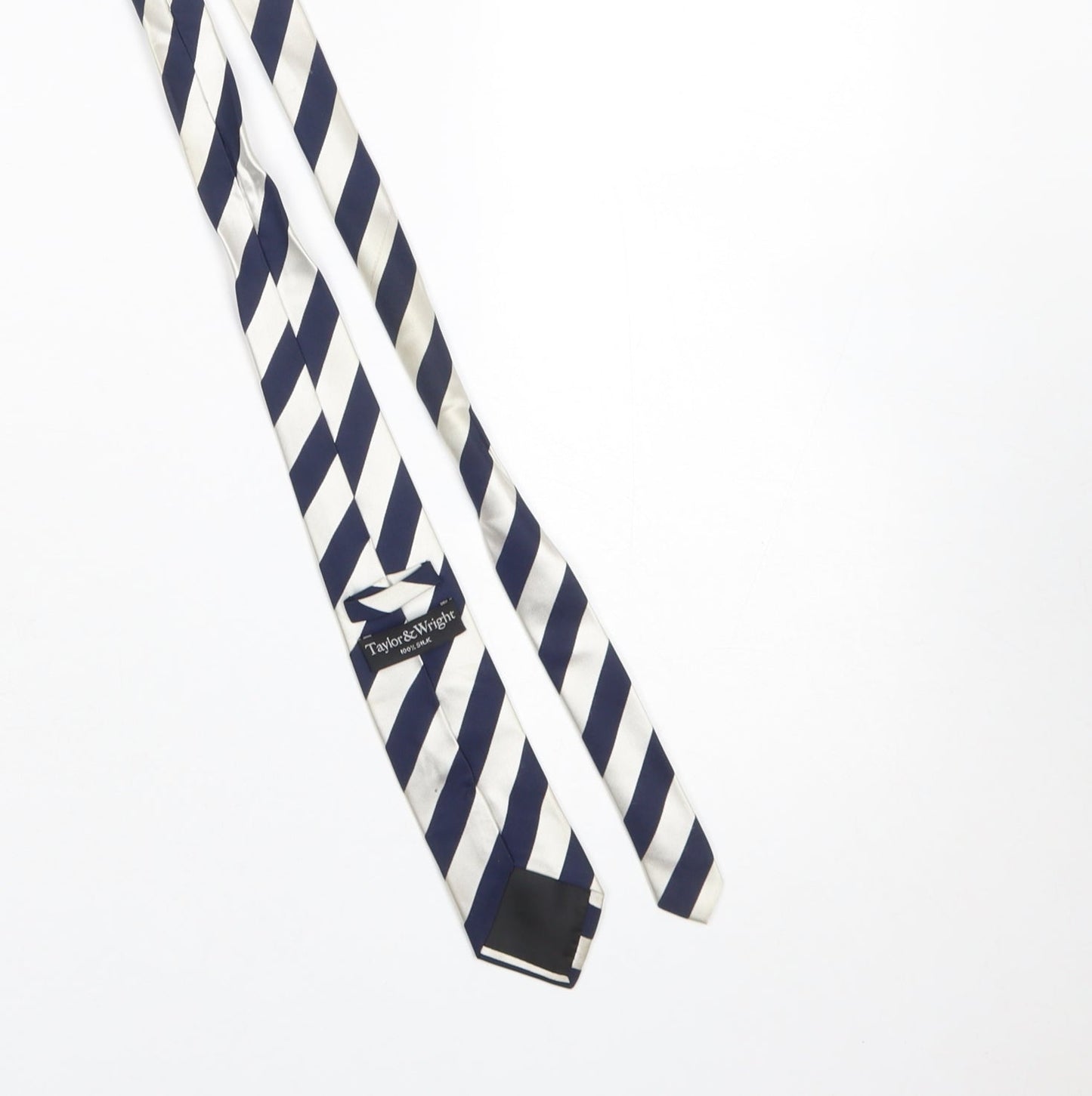 Taylor & Wright Men's Blue and Ivory Striped Silk Tie - One Size