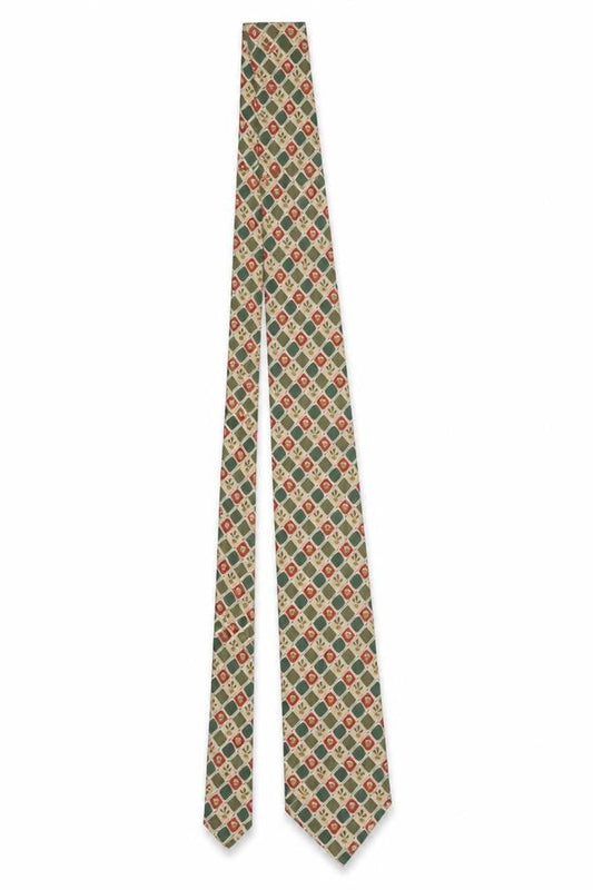 Berkertex Men’s Green Patterned 100% Silk Tie - Classic Style