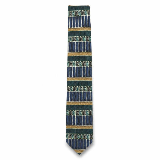Burton Menswear Blue Green Geometric Polyester Tie One Size