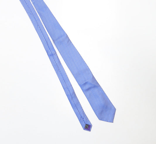 Paul Costelloe Men's Blue Patterned Silk Slim Tie 176cm