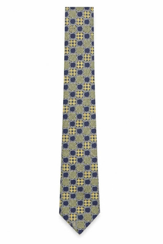 Valeria Boldi Men Blue Geometric Handmade Silk Tie One Size
