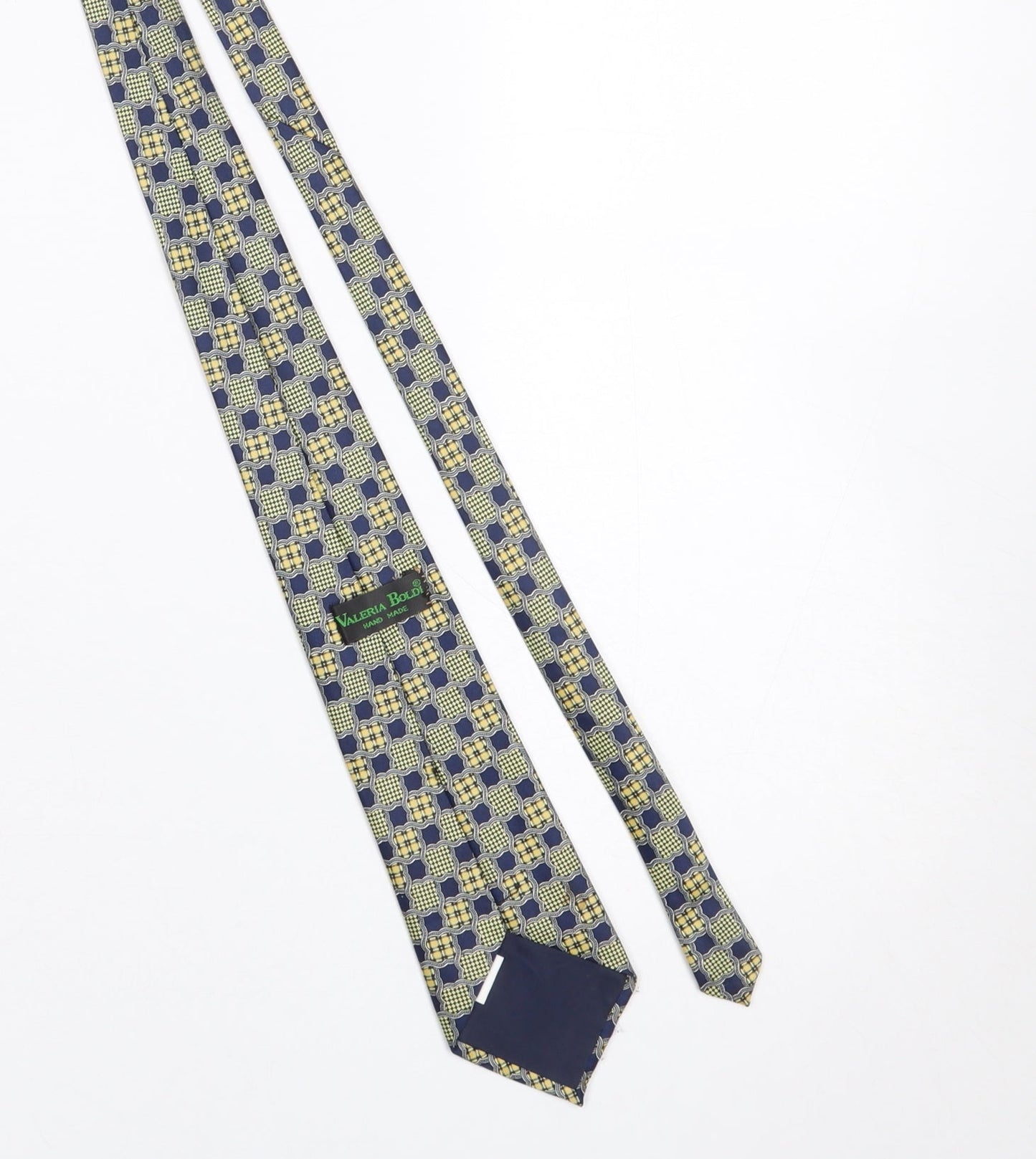 Valeria Boldi Men Blue Geometric Handmade Silk Tie One Size
