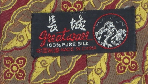 Greatwall Men's Multicoloured Silk Paisley Tie 176cm Classic Style