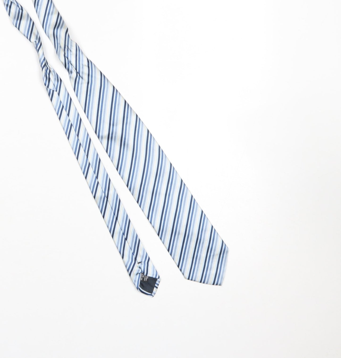 Emporio Armani Men's Blue Striped 176 Silk Designer Tie