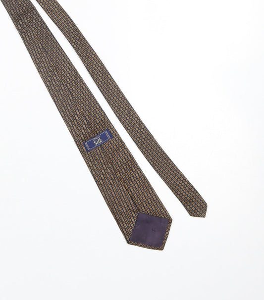 Jonelle Men's Brown Geometric Pure Silk Tie Made in England