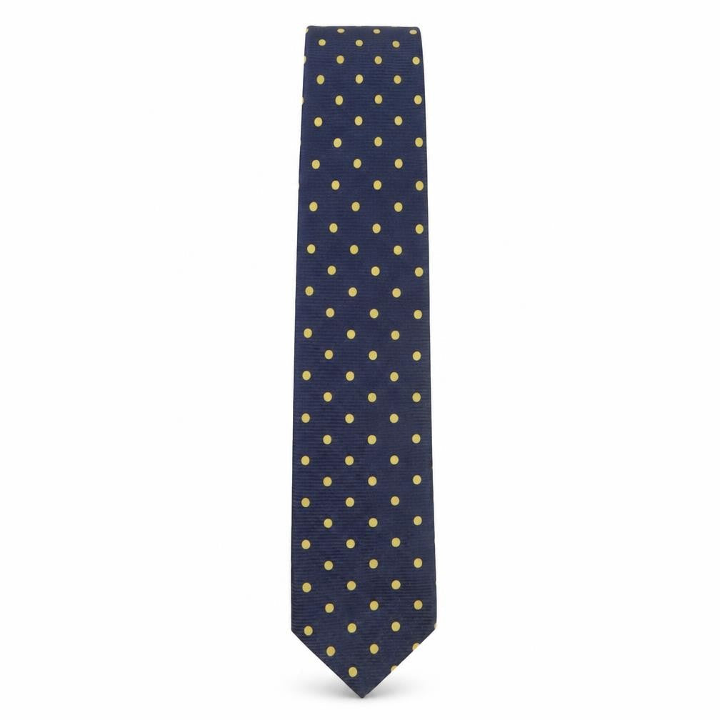 The Savile Row Company Men's Navy Blue Polka Dot Silk Tie