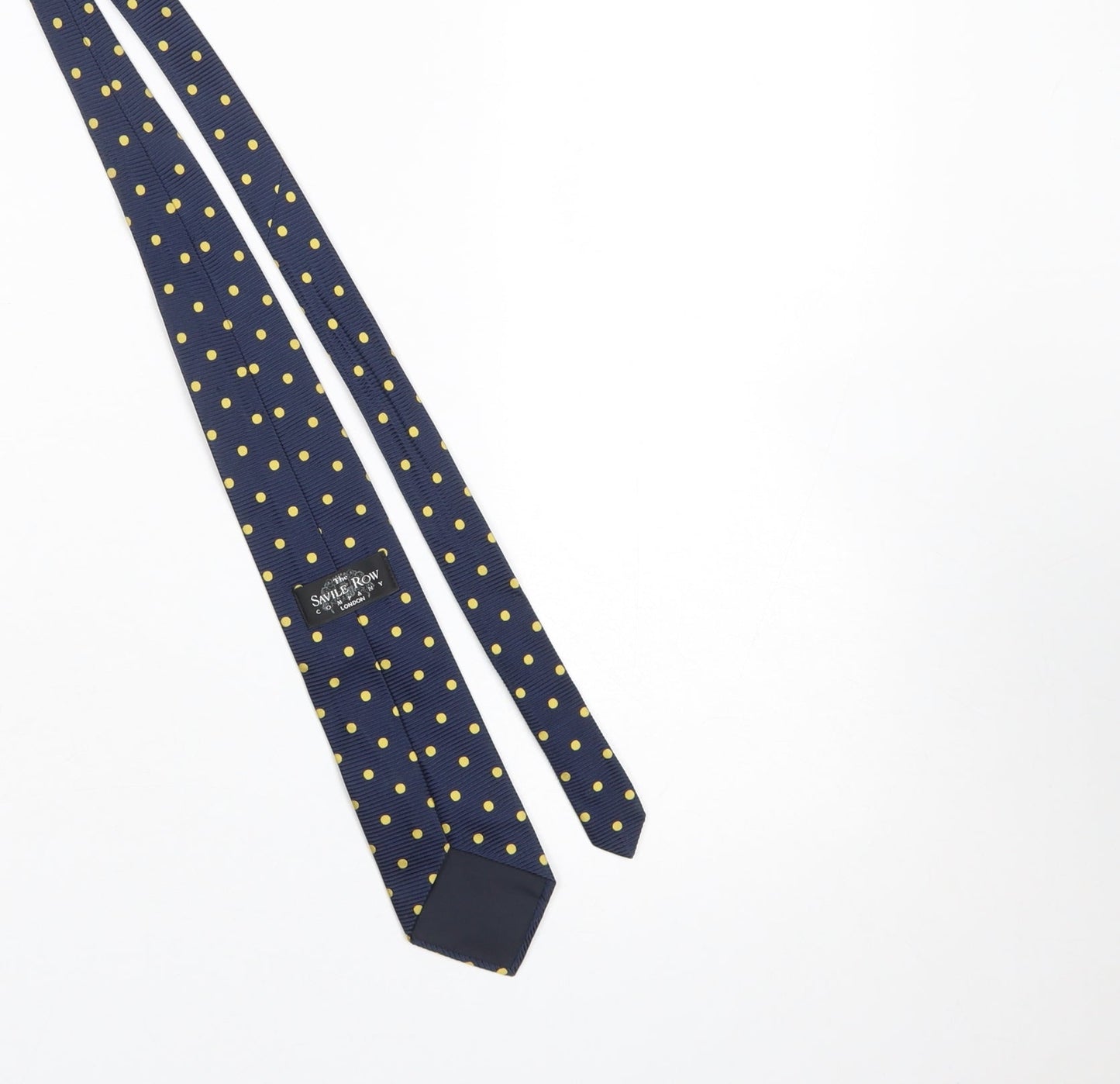 The Savile Row Company Men's Navy Blue Polka Dot Silk Tie