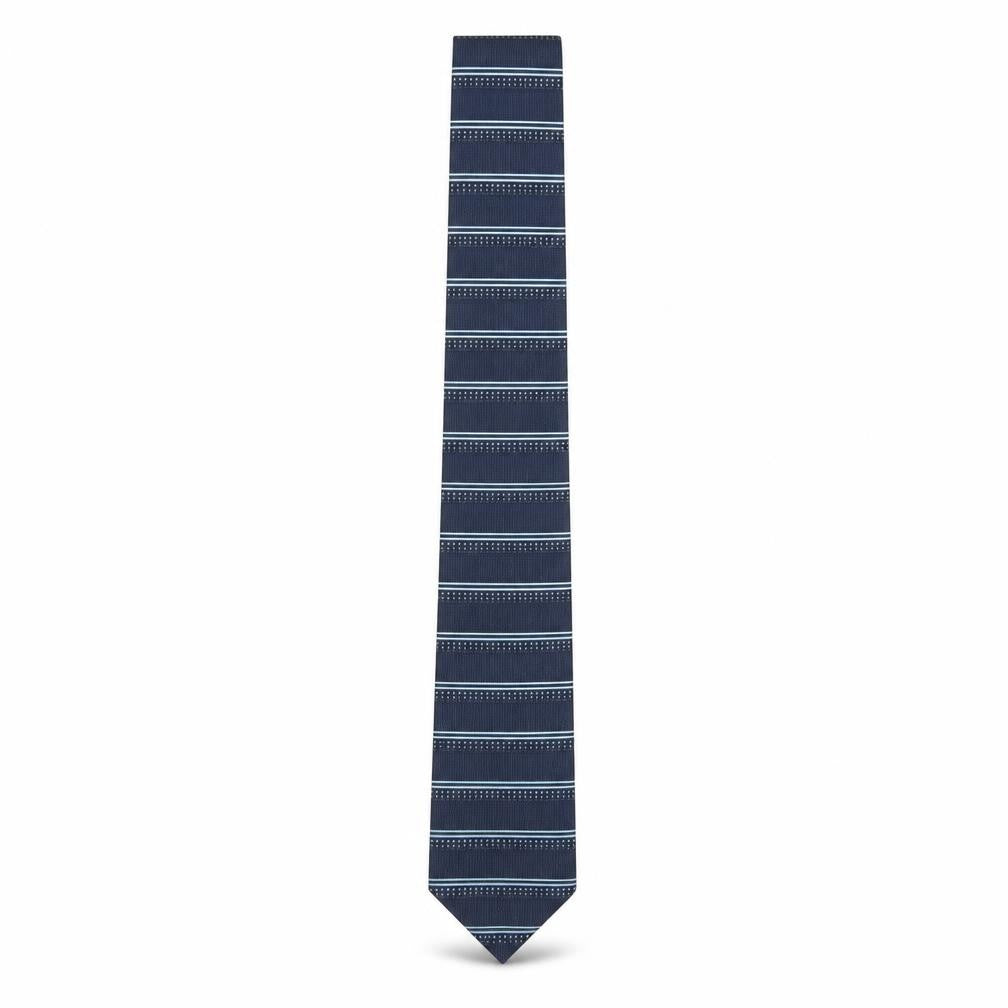 Marks and Spencer Men Blue Striped Italian Fine Silk Tie