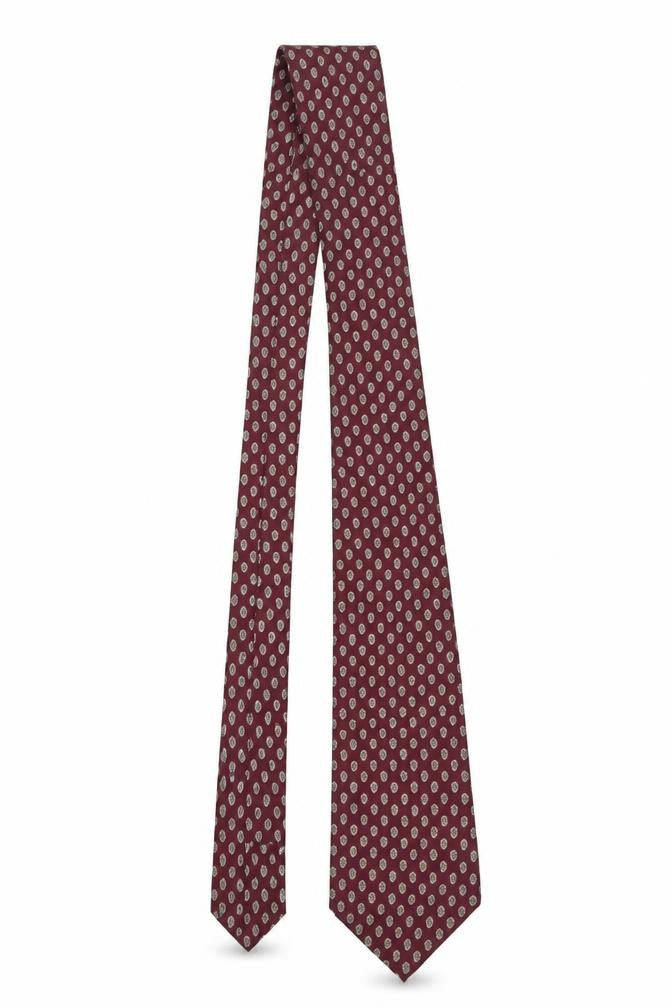 Angelo Rossi Men Burgundy Patterned 100% Silk Tie Made in Italy