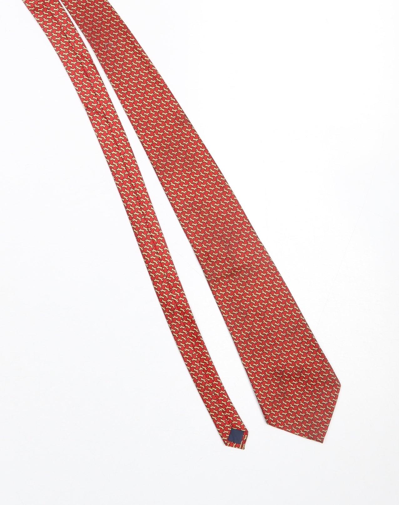Valeria Boldi Men’s Red Geometric Handmade Silk Designer Tie One Size