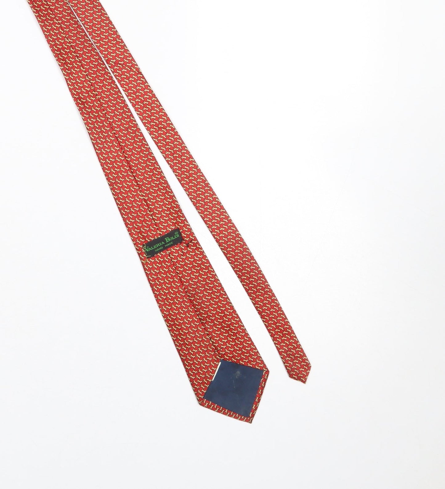 Valeria Boldi Men’s Red Geometric Handmade Silk Designer Tie One Size