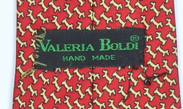 Valeria Boldi Men’s Red Geometric Handmade Silk Designer Tie One Size