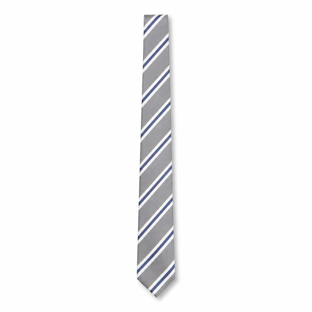 Burton London Men's Grey Blue Striped Polyester Tie