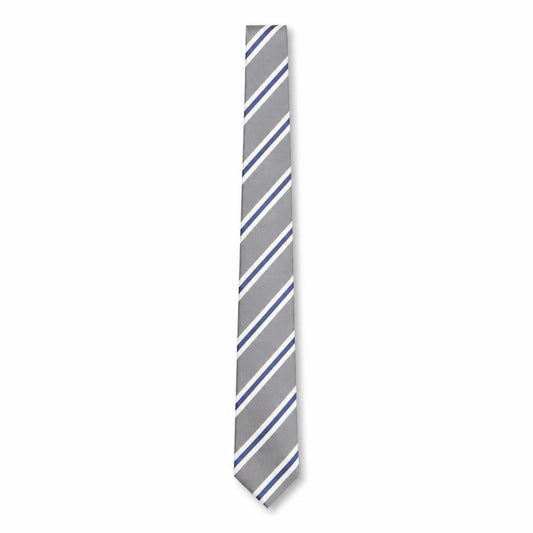 Burton London Men's Grey Blue Striped Polyester Tie