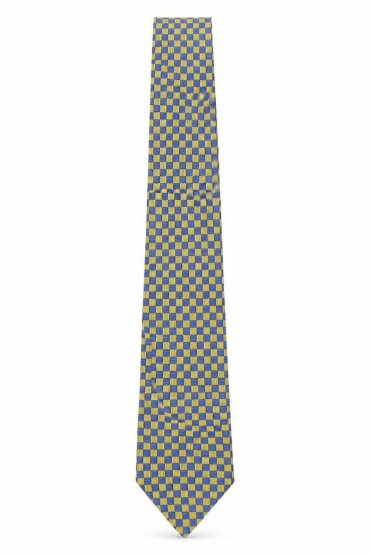 Joseph Turner Men's Blue and Gold Checked Pure Silk Tie