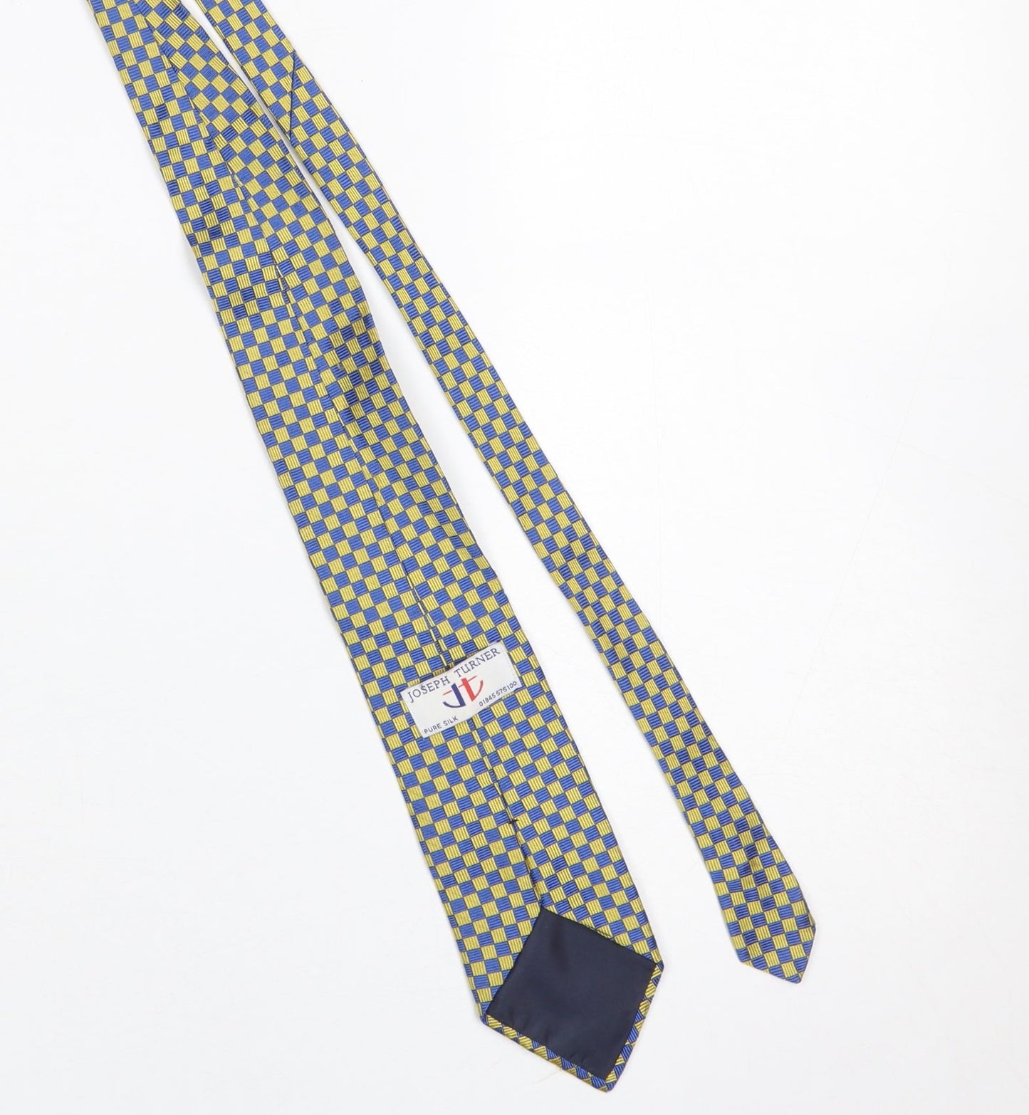 Joseph Turner Men's Blue and Gold Checked Pure Silk Tie
