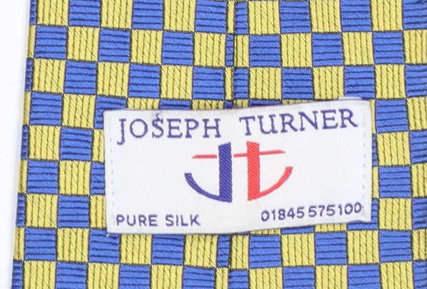 Joseph Turner Men's Blue and Gold Checked Pure Silk Tie