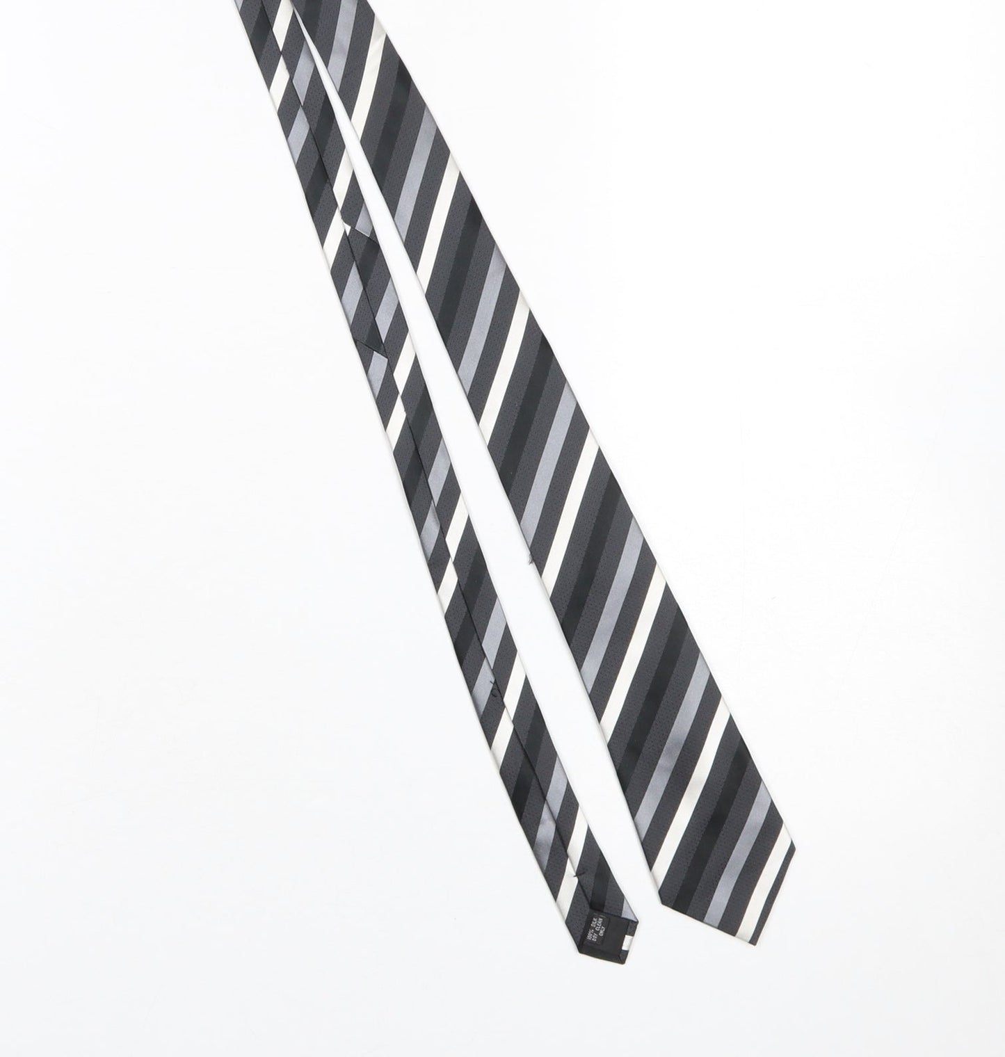 Dehavilland Men's Grey Striped 100% Silk Woven Tie