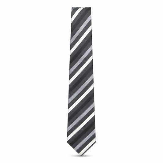 Dehavilland Men's Grey Striped 100% Silk Woven Tie