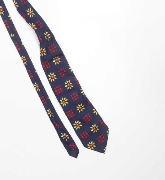 ITEMS Men's Navy Blue Pure Silk Floral Tie