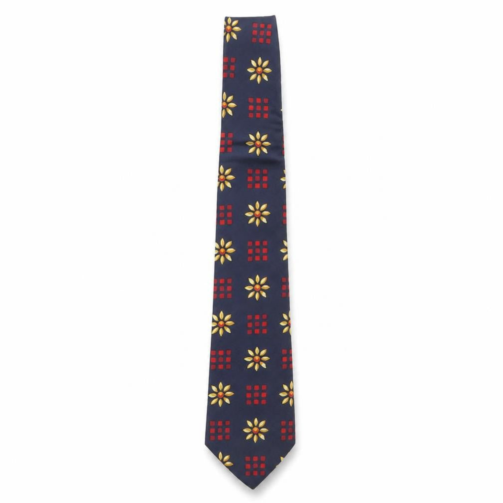 ITEMS Men's Navy Blue Pure Silk Floral Tie