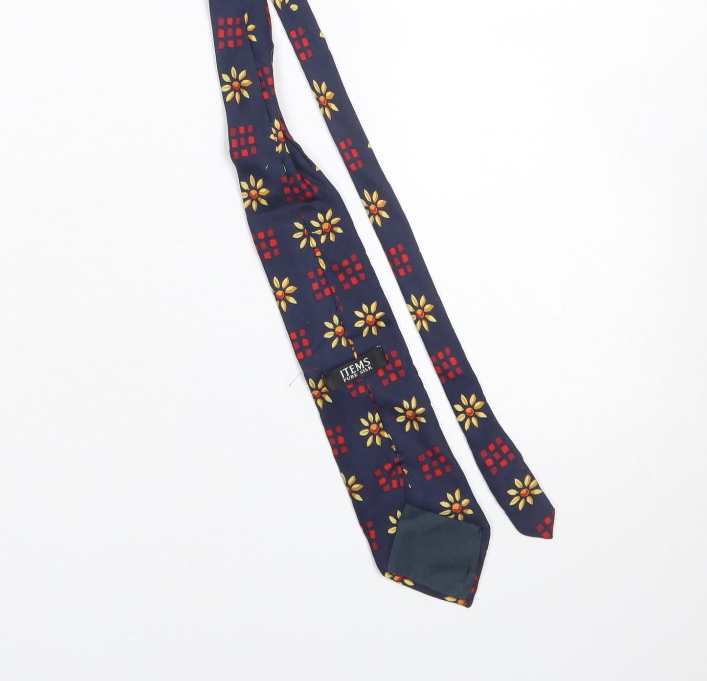 ITEMS Men's Navy Blue Pure Silk Floral Tie