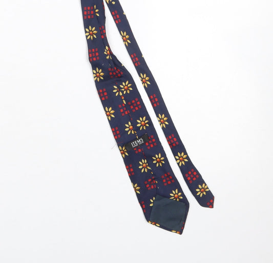 ITEMS Men's Navy Blue Pure Silk Floral Tie