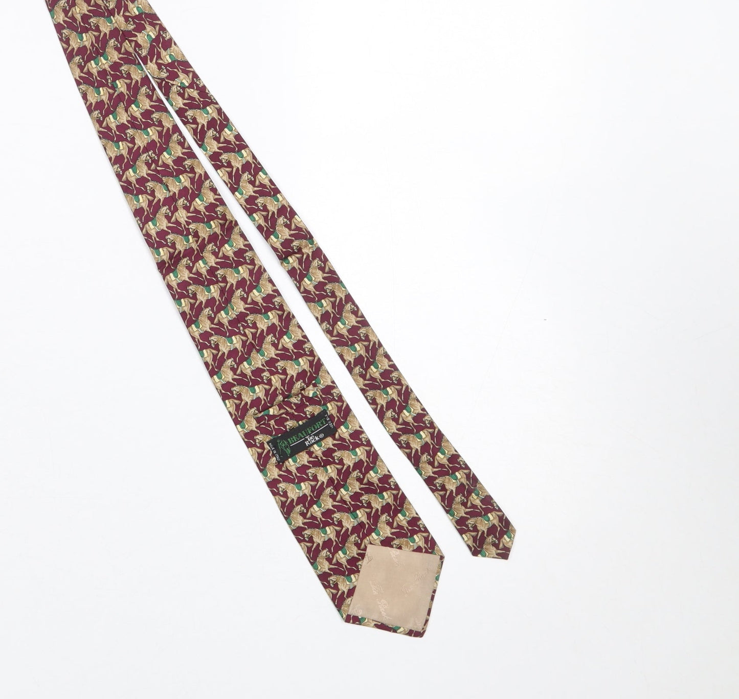 Beaufort Ye Rack Men's Red Horse Print 100% Silk Designer Tie