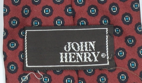 John Henry Men's Red Geometric 100% Silk Designer Tie