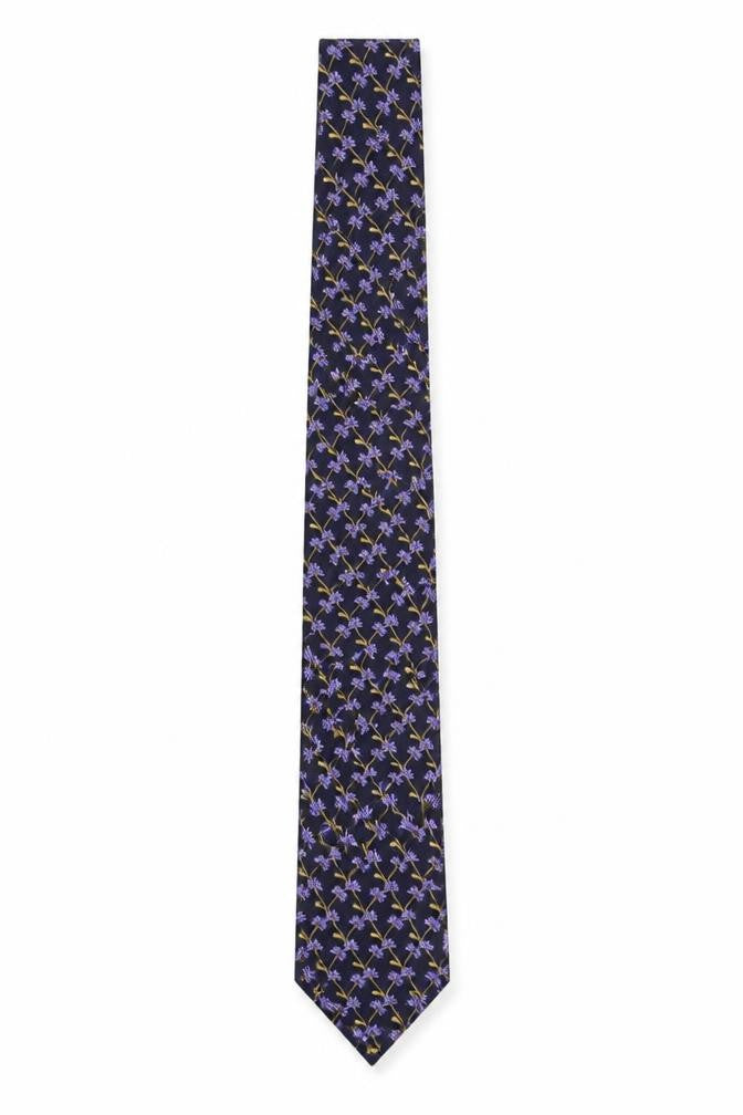 Gibson Price Men's Navy Floral Silk Tie Made in England One Size