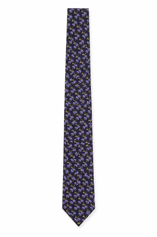 Gibson Price Men's Navy Floral Silk Tie Made in England One Size