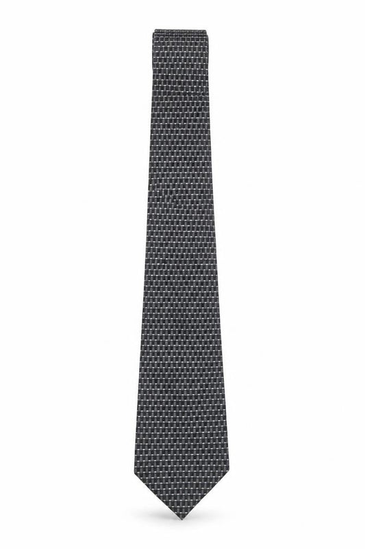 Pierre Cardin Men's Black Silk Checked Slim Tie 176cm