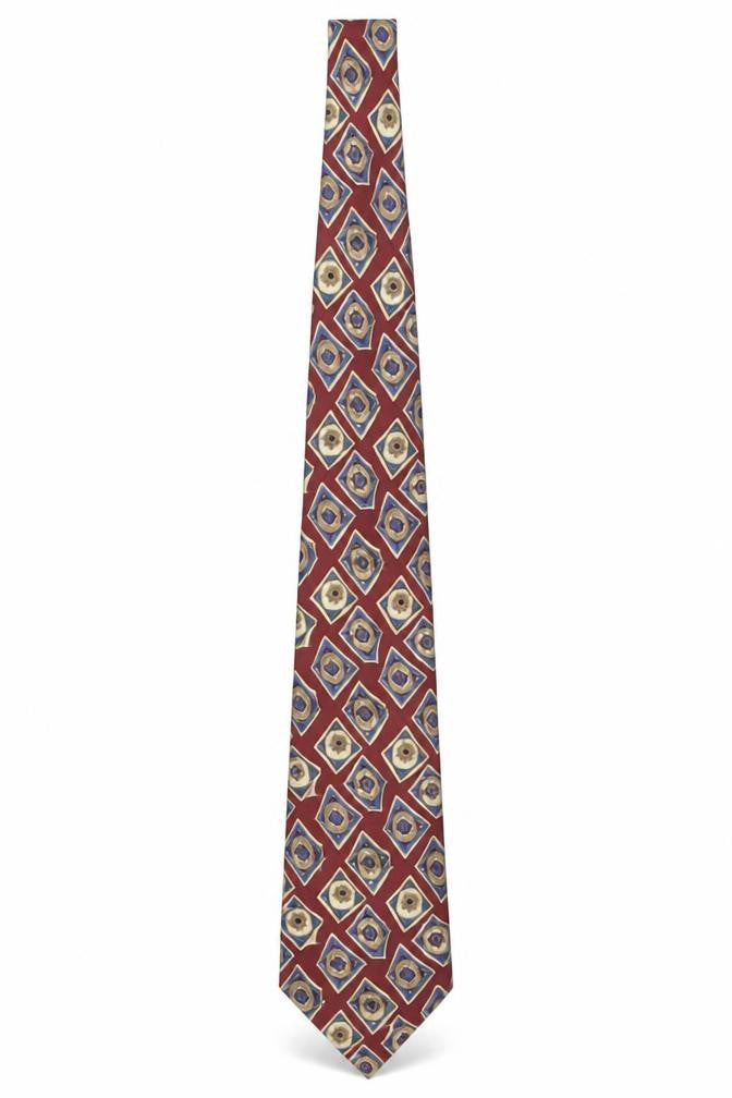 Carlo Collini Men's Red Geometric Pure Silk Tie