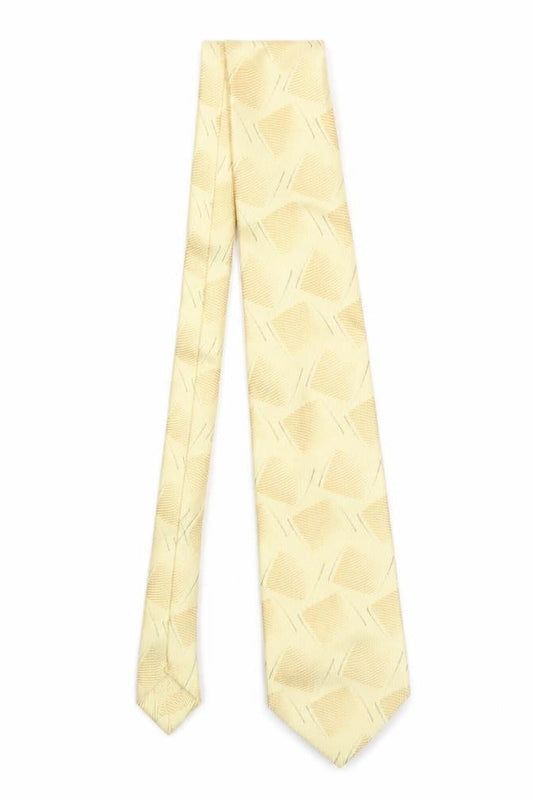 Front view of Giorgio Armani Men's Beige Silk Geometric Designer Tie One Size