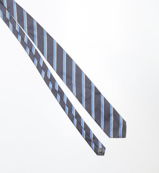 Frangi Men’s Blue Striped Slim Silk Tie Made in Italy One Size