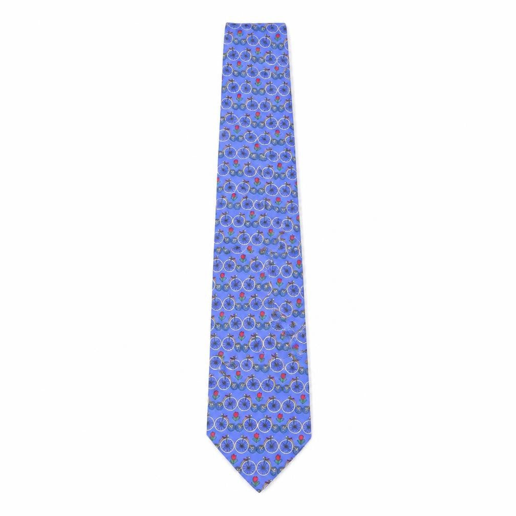 Michelsons Men's Blue Silk Bicycle Floral Pattern Tie