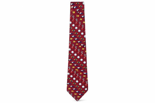 Magnificent Mouchairs Men's Red Silk Golf Print Tie 176 Slim Style