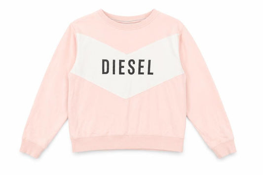 Diesel Womens Pink White Logo Crew Neck Cotton Sweatshirt M