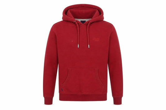 Superdry Men's Red Pullover Hoodie Size S Fleece Cotton Blend