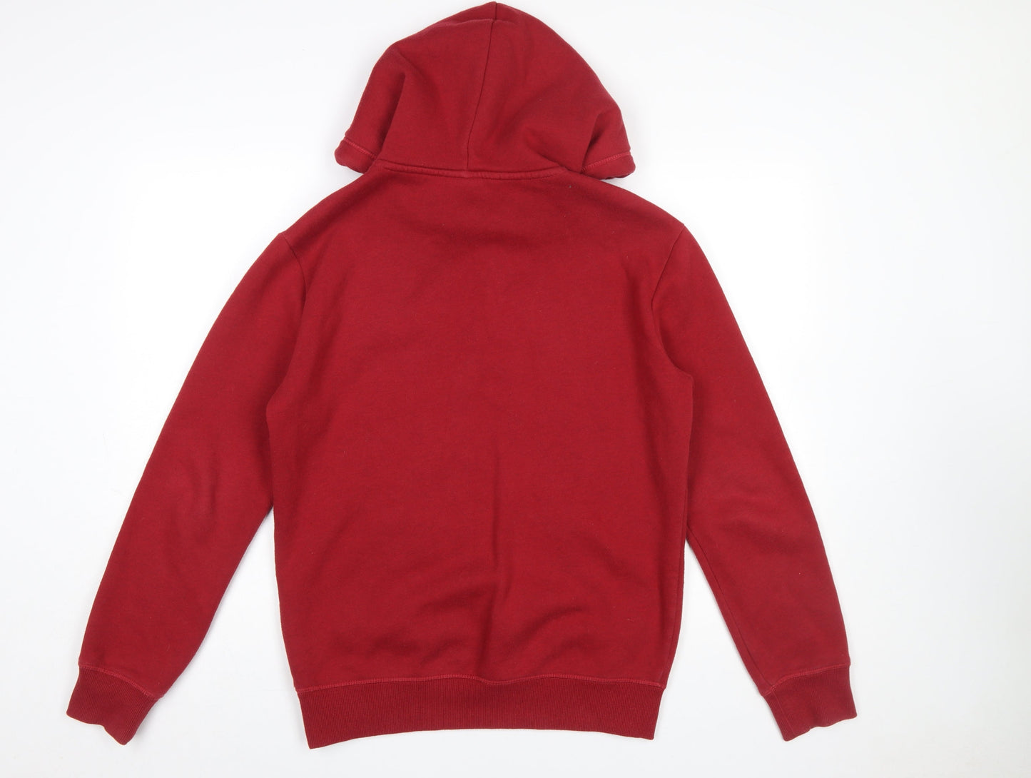 Superdry Men's Red Pullover Hoodie Size S Fleece Cotton Blend