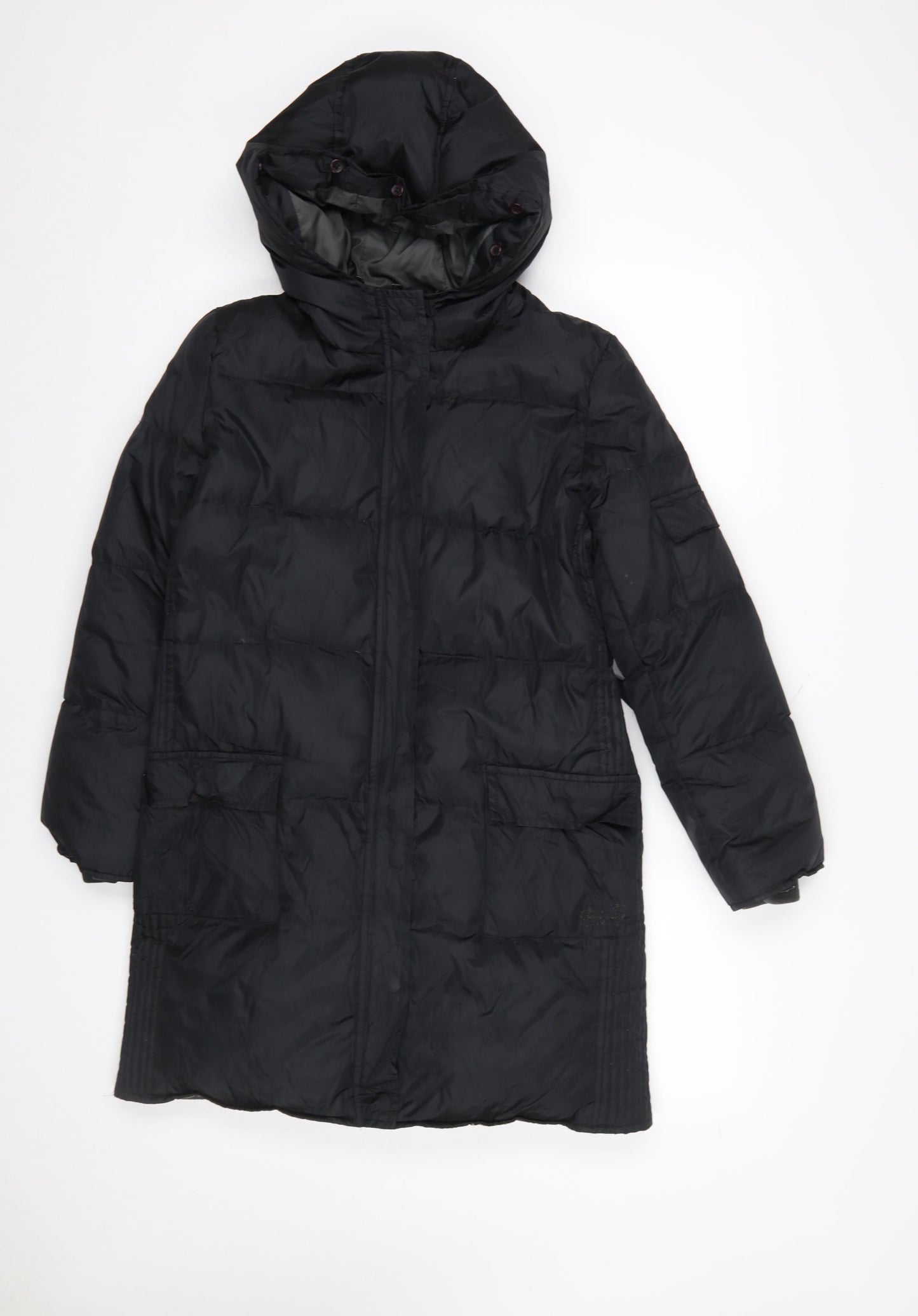 Jigsaw Junior Girls Black 12-13 Years Long Hooded Down Puffer Coat