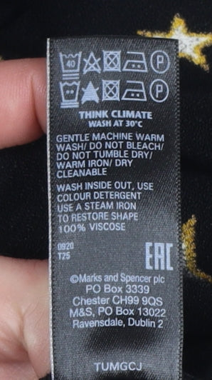 Marks and Spencer Women’s Black Star Print Midi Fit & Flare Dress Size 10