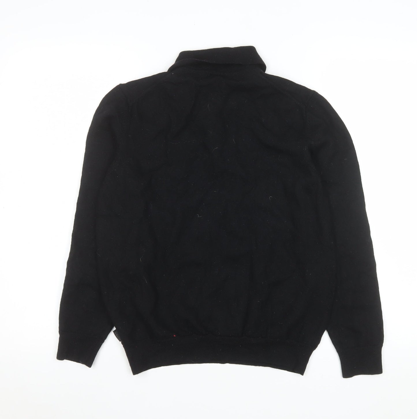 Hugo Boss Men’s Black Wool Henley Jumper Size L Regular Fit