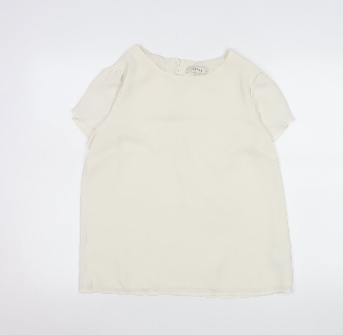 Oasis Women's Ivory Short Sleeve Woven Blouse Size 12