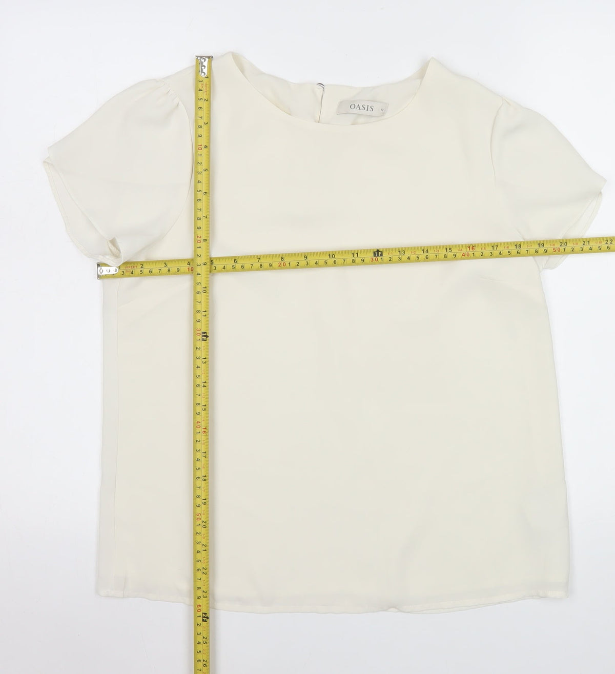 Oasis Women's Ivory Short Sleeve Woven Blouse Size 12
