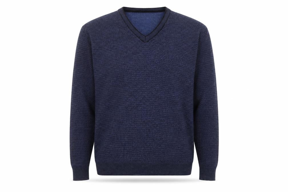 Kellerman Men Blue V-Neck Wool Blend Pullover Jumper Size L