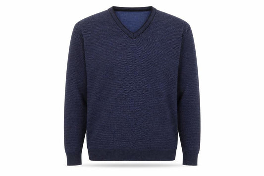 Kellerman Men Blue V-Neck Wool Blend Pullover Jumper Size L