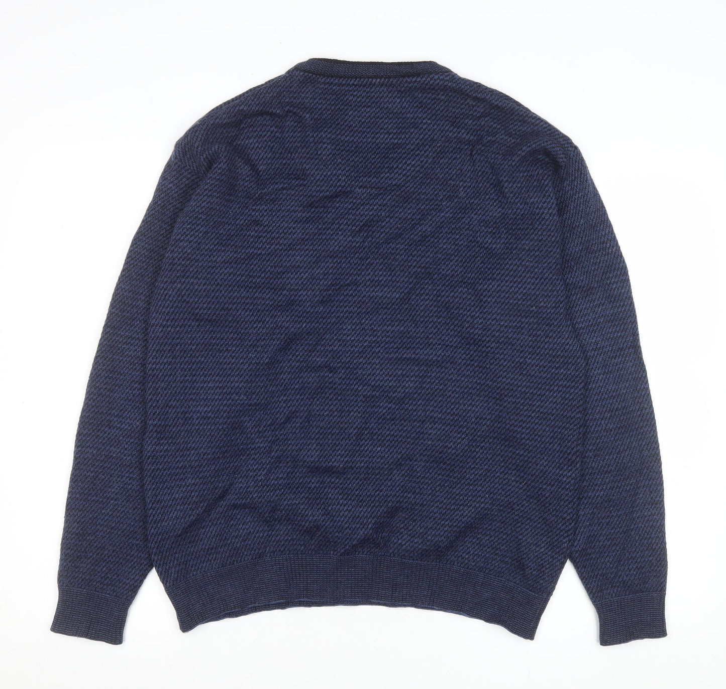 Kellerman Men Blue V-Neck Wool Blend Pullover Jumper Size L